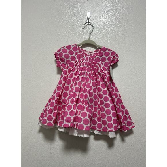 NWT Fox & Finch Baby Girls Sahara Dress : White With Pink Spots Size 6 Months - Picture 1 of 4